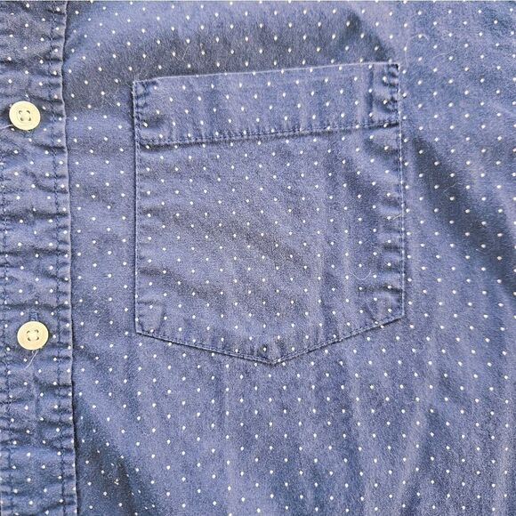 Old Navy The Classic Slim Fit Button Down Short Sleeve Blue Patterned Shirt L - Picture 5 of 7